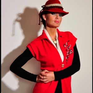 Embroidered red vest